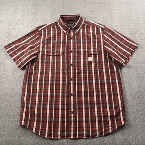 Carhartt Shirt Adult Large Check Button Up Short Sleeve Workwear Casual Men's